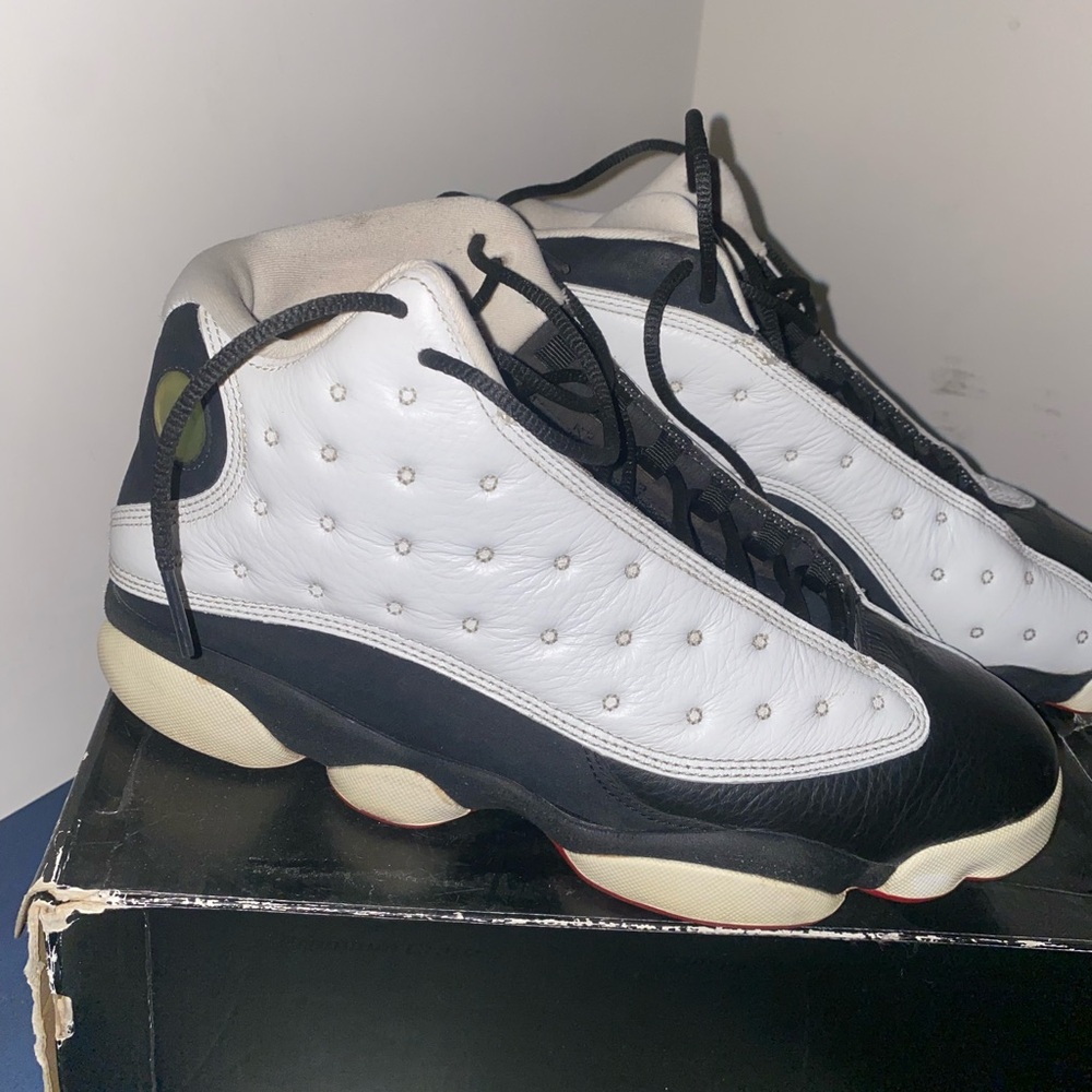 Retro Jordan 13 Black and White High-Top Sneakers